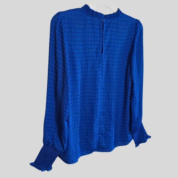 Maison d’Amélie Paris Floral Ruffle Blouse Women's Size Small Blue Long Sleeve - Picture 6 of 16